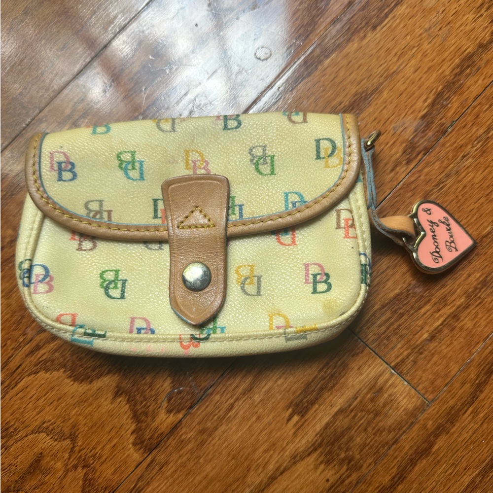 Dooney & Bourke Cream Multicolor DB Logo Heart Charm Wallet